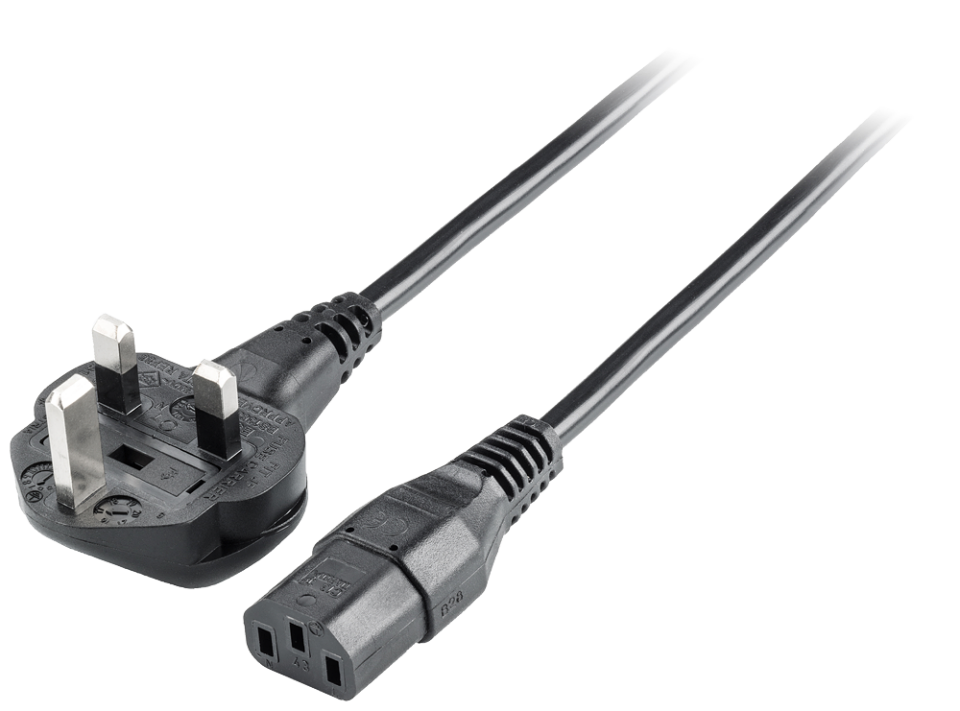 6ES7900-0BA00-0XA0 AC IEC cable, United Kingdom, 90Â° male BS 1363 to