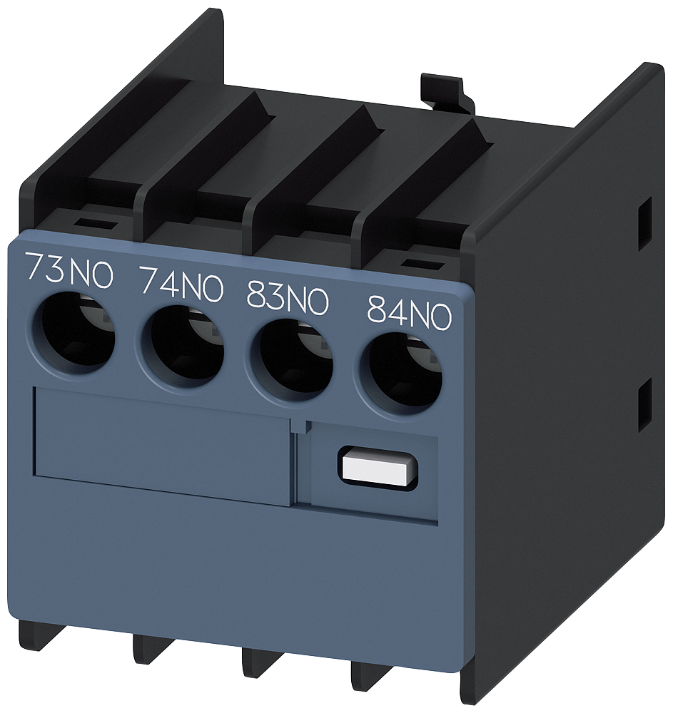 3RH2911-1LA20 auxiliary switch, on the front, 2 NO, 73/74, 83/84,