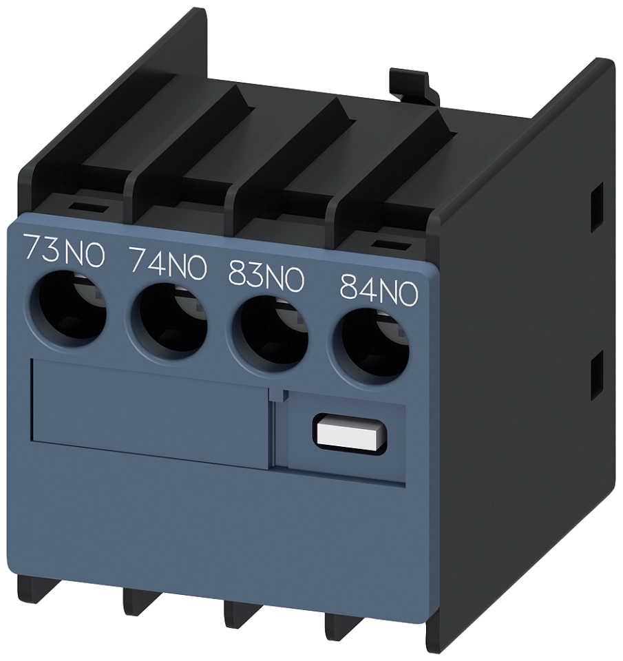 3RH2911-1LA20 auxiliary switch, on the front, 2 NO, 73/74, 83/84,