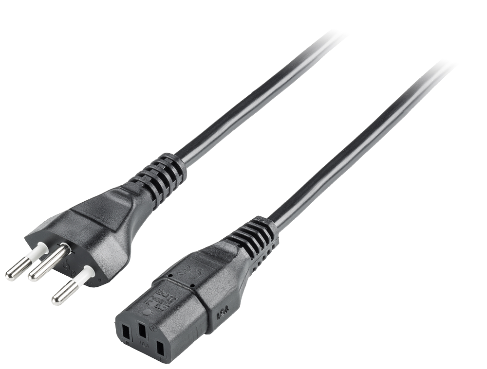 6ES7900-0CA00-0XA0 AC IEC cable, Switzerland, 180Â° male SEV 1011 to