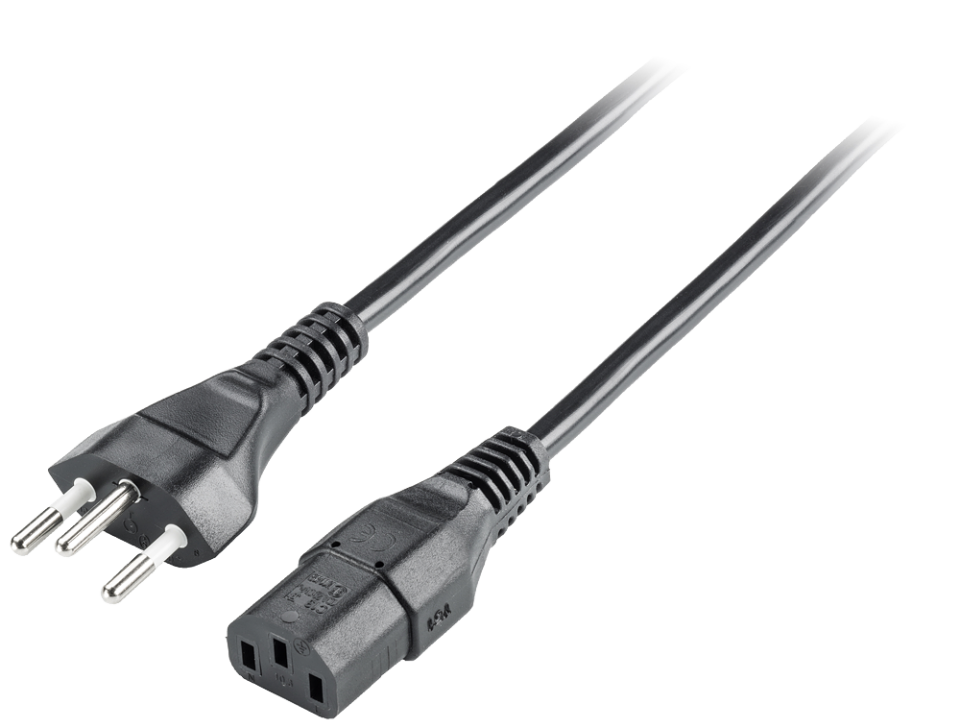 6ES7900-0CA00-0XA0 AC IEC cable, Switzerland, 180Â° male SEV 1011 to