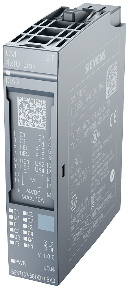 6ES7137-6BD00-0BA0 SIMATIC ET 200SP, CM 4xIO-Link ST Communication module