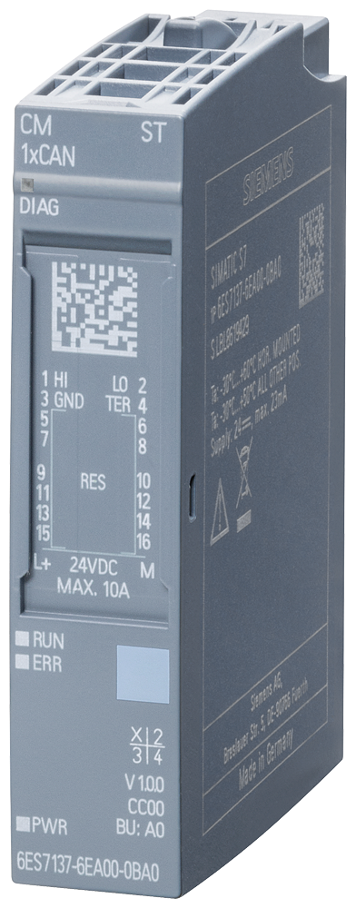 6ES7137-6EA00-0BA0 ET 200SP, CM CAN Gateway to CAN or CANopen networks,