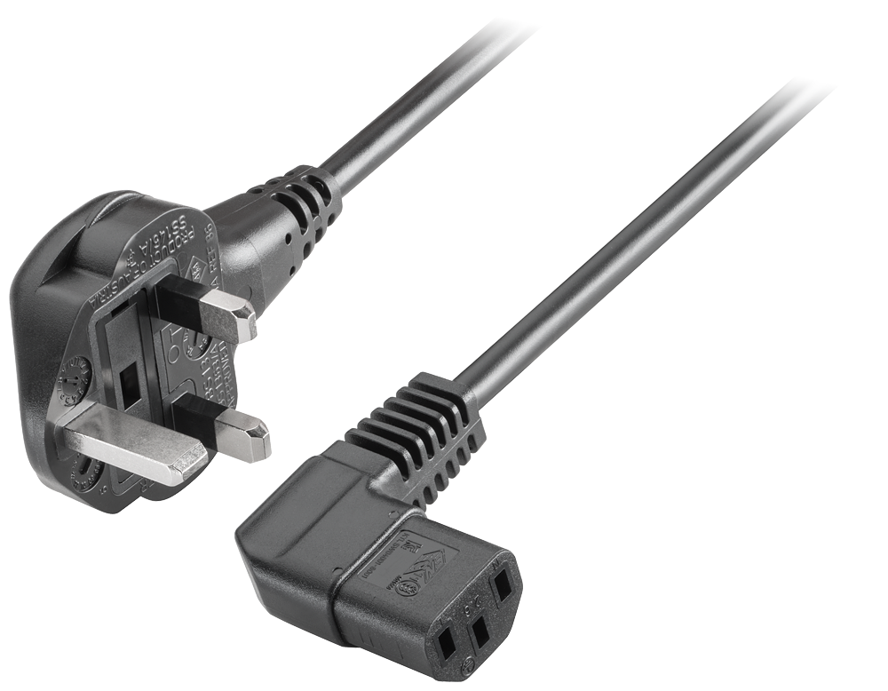 6ES7900-1BA00-0XA0 IEC cable,United Kingdom, 230 V AC, angled, for IPC