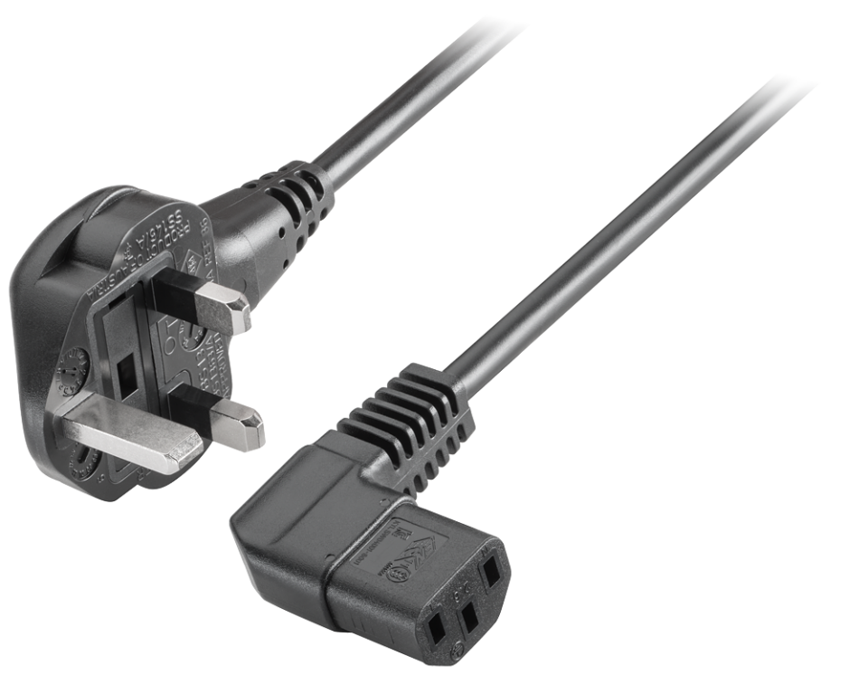6ES7900-1BA00-0XA0 IEC cable,United Kingdom, 230 V AC, angled, for IPC