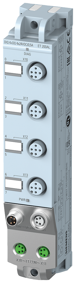 6ES7143-5AF00-0BA0 SIMATIC ET 200AL, DIQ 4+DQ 4x 24 V DC/0.5 A, 4x M12,
