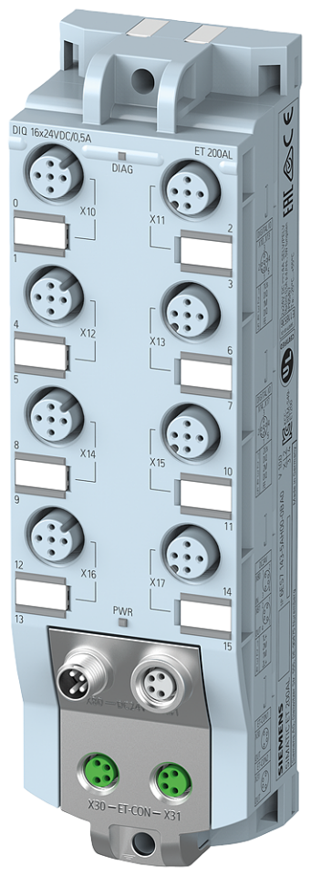 6ES7143-5AH00-0BA0 SIMATIC ET 200AL, DIQ 16x24 V DC/0.5 A, 8xM12, Degree