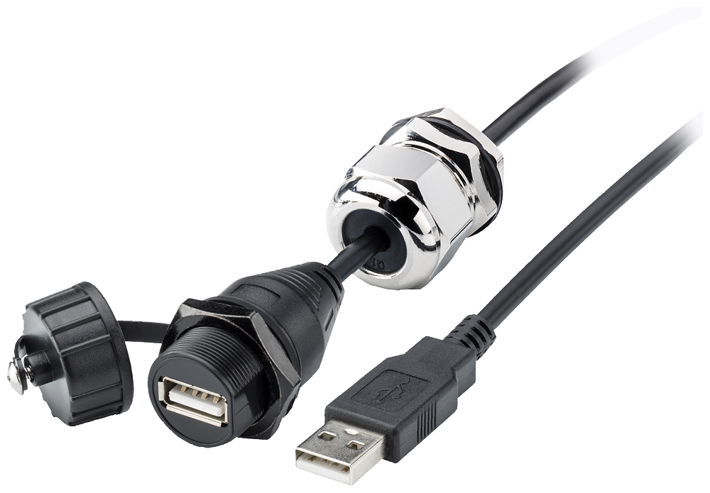 6AV6881-0AF22-0DC0 USB cable type B, female USB A, IP67, male USB A, IP20,