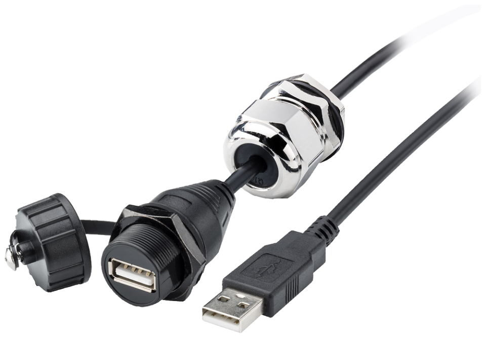 6AV6881-0AF22-0DC0 USB cable type B, female USB A, IP67, male USB A, IP20,