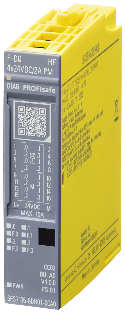 6ES7136-6DB01-0CA0 SIMATIC DP, electronic module ET 200SP, F-DQ 4x24VDC/2A