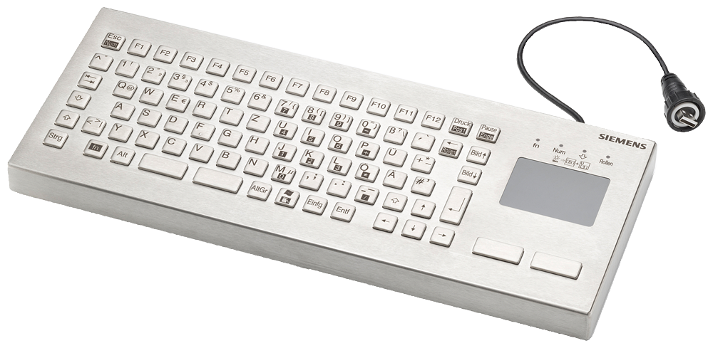 6AV6881-0AU14-0DB0 USB stainless steel keyboard, German layout, IP65,