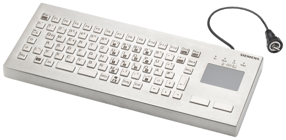 6AV6881-0AU14-0DB0 USB stainless steel keyboard, German layout, IP65,