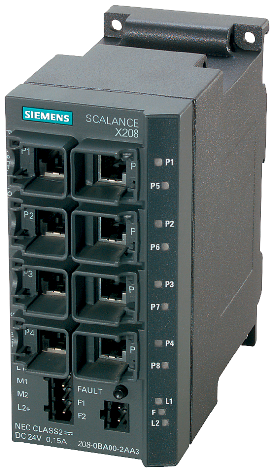 6GK5208-0BA10-2AA3 SCALANCE X208, managed IE switch, 8x 10/100 Mbit/s