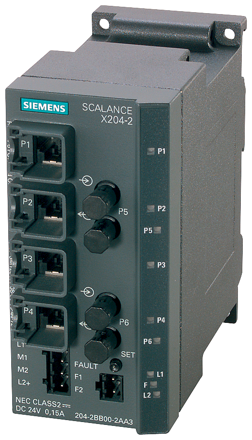 6GK5204-2BB10-2AA3 SCALANCE X204-2, managed IE switch, 4x 10/100 Mbit/s
