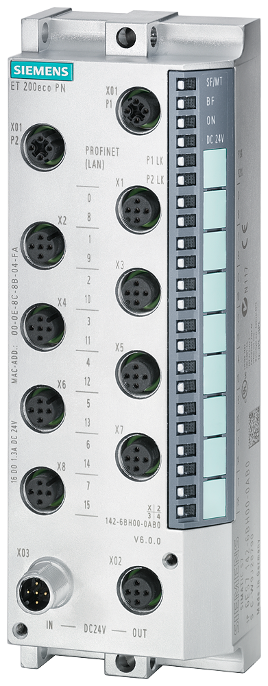 6ES7141-6BG00-0AB0 SIMATIC DP, ET 200ECO PN, 8 DI 24 V DC; 8xM12, Degree