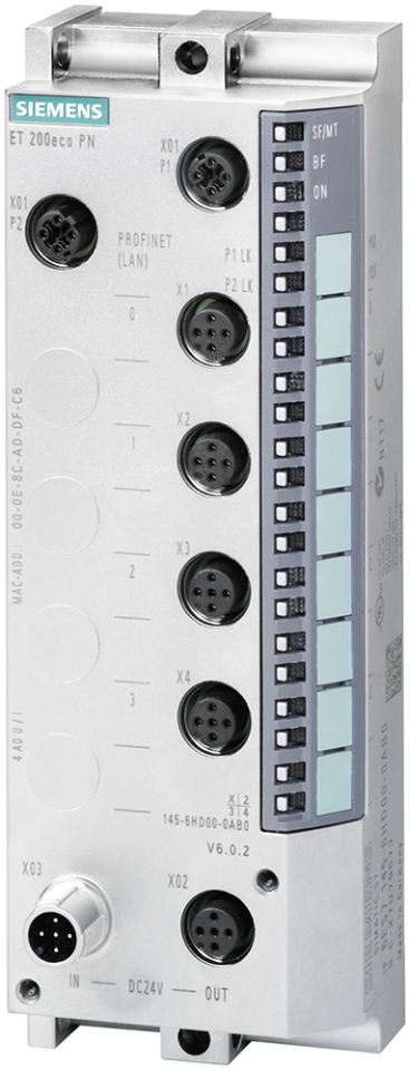 6ES7145-6HD00-0AB0 SIMATIC DP, ET 200ECO PN, 4 AO U/I; 4xM12, Degree of