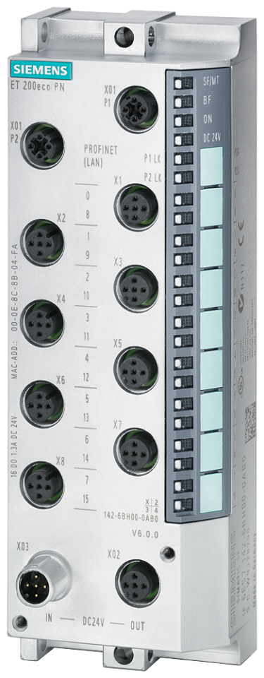 6ES7147-6BG00-0AB0 SIMATIC DP, ET 200ECO PN, 8 DIO 24 V DC/1.3 A; 8xM12,