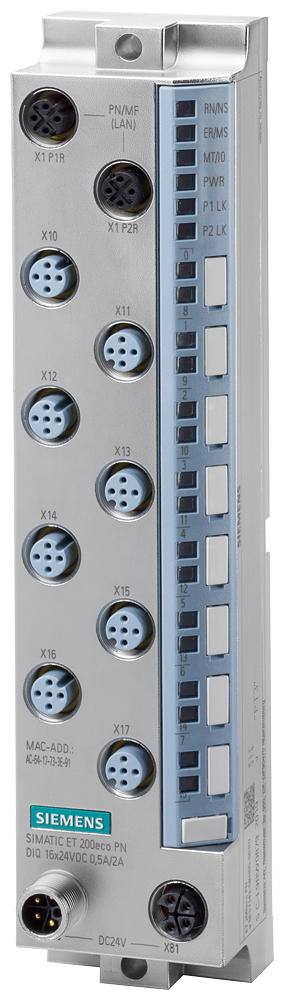 6ES7143-6BH00-0BB0 SIMATIC ET 200eco PN, DIQ 16x 24 V DC/0.5 A/2 A, M12-L,