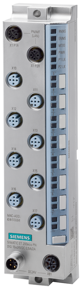6ES7143-6BH00-0BB0 SIMATIC ET 200eco PN, DIQ 16x 24 V DC/0.5 A/2 A, M12-L,