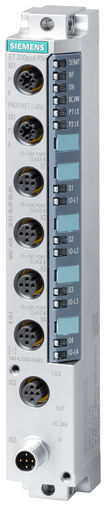 6ES7148-6JD00-0AB0 SIMATIC DP, ET 200eco PN, IO-Link master, 4IO-L, 4xM12,