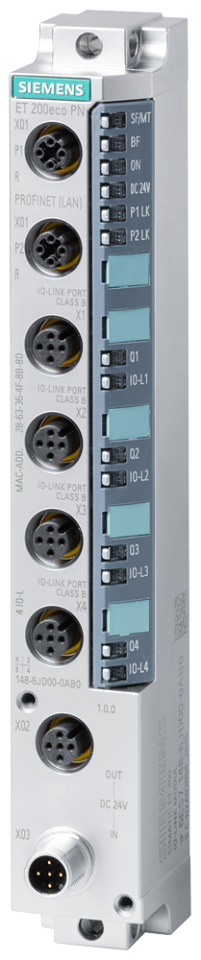 6ES7148-6JD00-0AB0 SIMATIC DP, ET 200eco PN, IO-Link master, 4IO-L, 4xM12,