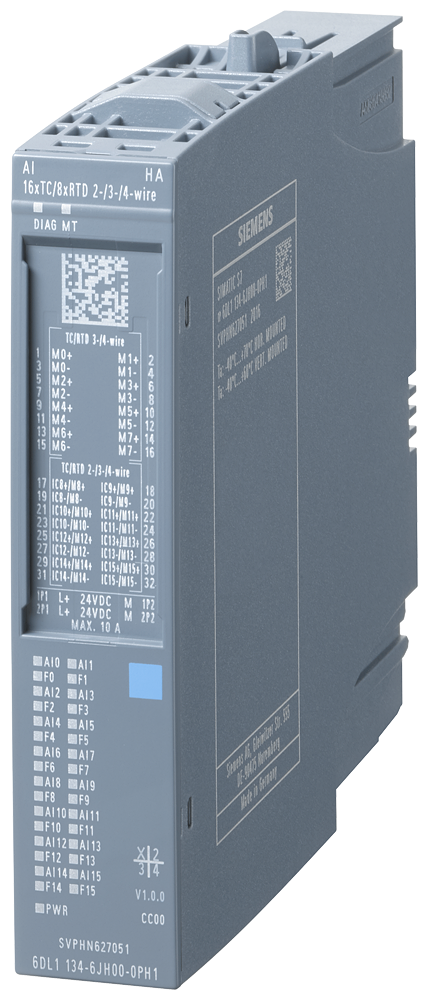 6DL1134-6JH00-0PH1 SIMATIC ET 200SP HA, analog input module, AI 16XTC/8XRTD