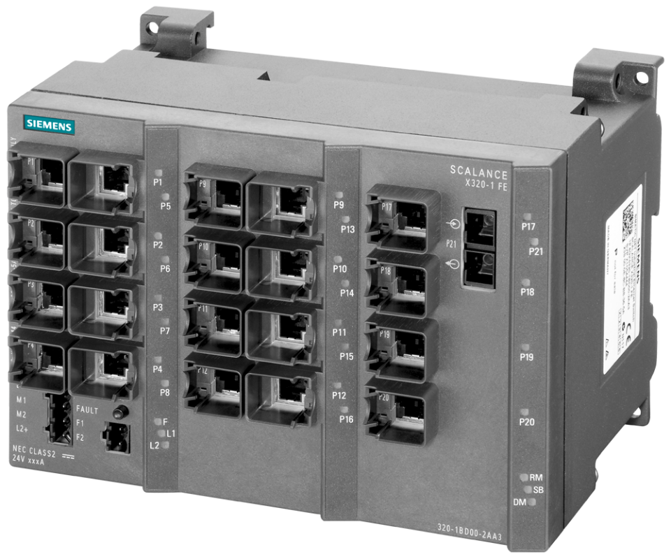 6GK5320-1BD00-2AA3 SCALANCE X320-1FE managed IE switch, 20x 10/100 Mbit/s