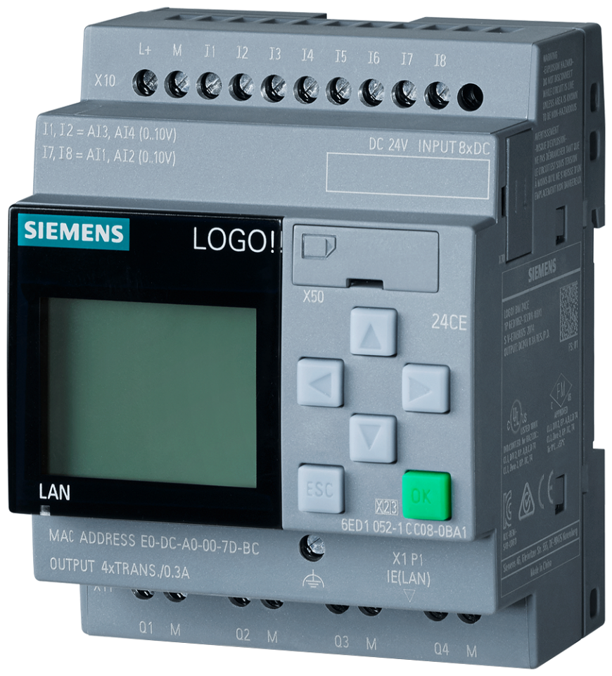 6ED1052-1CC08-0BA2 LOGO! 24CE, logic module, display power supply / I/O: