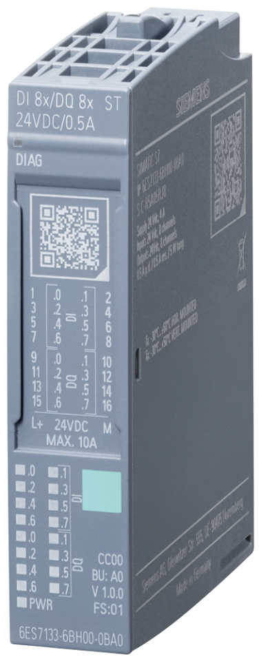 6ES7133-6BH00-0BA0 SIMATIC ET 200SP, digital combined module, DI 8x/DQ