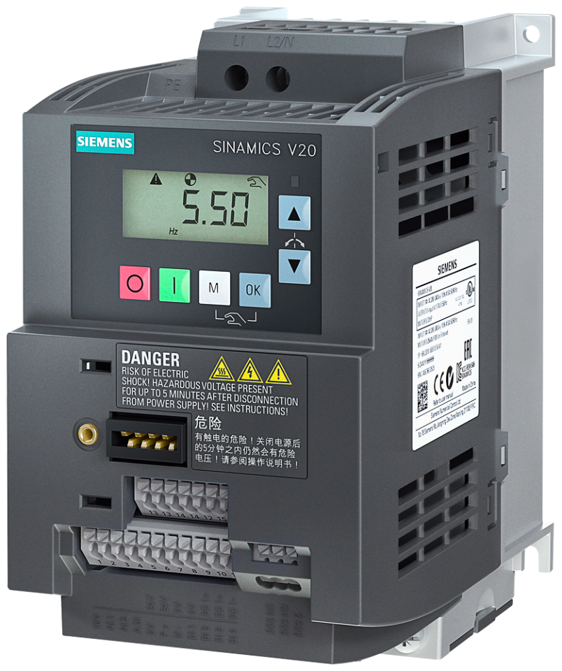 6SL3210-5BB21-1BV1 SINAMICS V20 200-240V 1AC -10/+10% 47-63Hz rated power