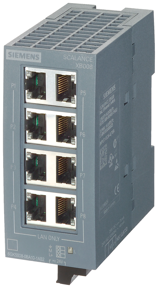 6GK5008-0BA10-1AB2 SCALANCE XB008 Unmanaged Industrial Ethernet Switch