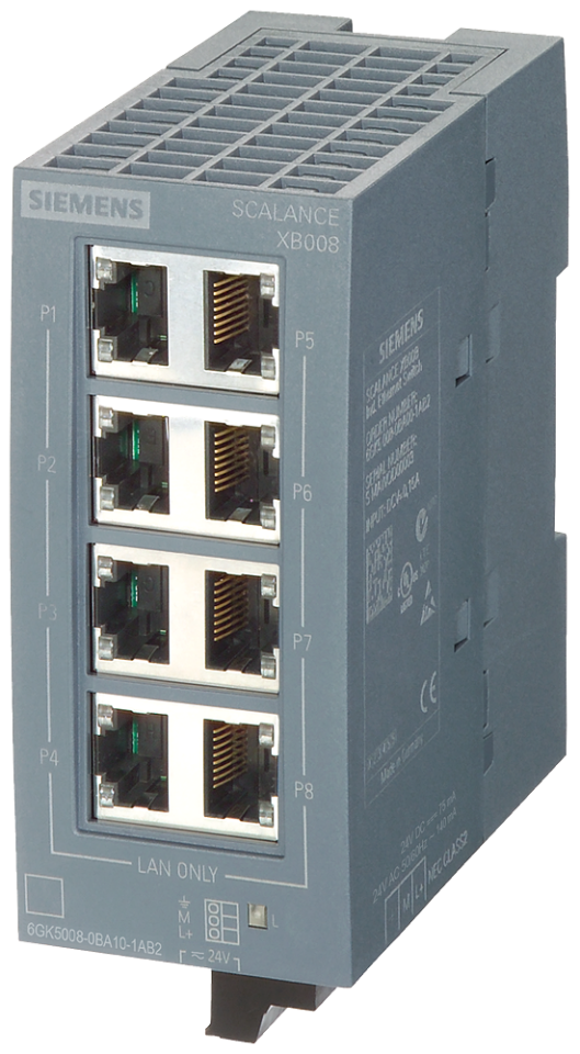 6GK5008-0BA10-1AB2 SCALANCE XB008 Unmanaged Industrial Ethernet Switch