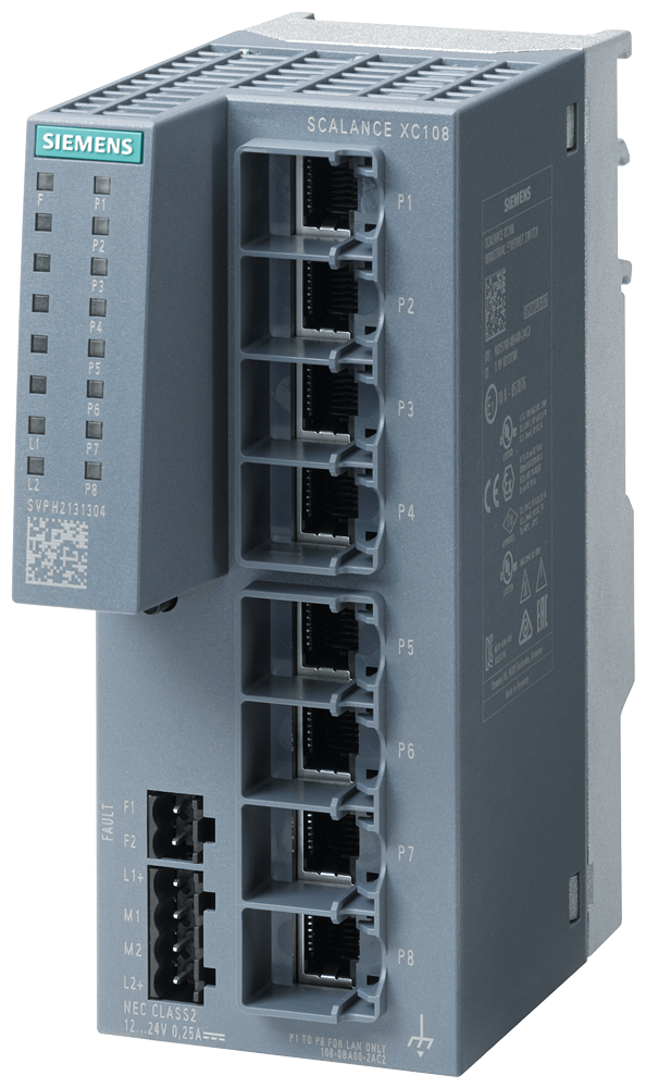 6GK5108-0BA00-2AC2 SCALANCE XC108, Unmanaged IE switch, 8x 10/100 Mbit/s