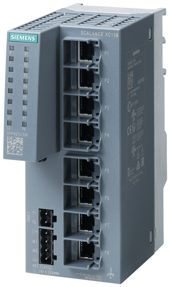 6GK5108-0BA00-2AC2 SCALANCE XC108, Unmanaged IE switch, 8x 10/100 Mbit/s