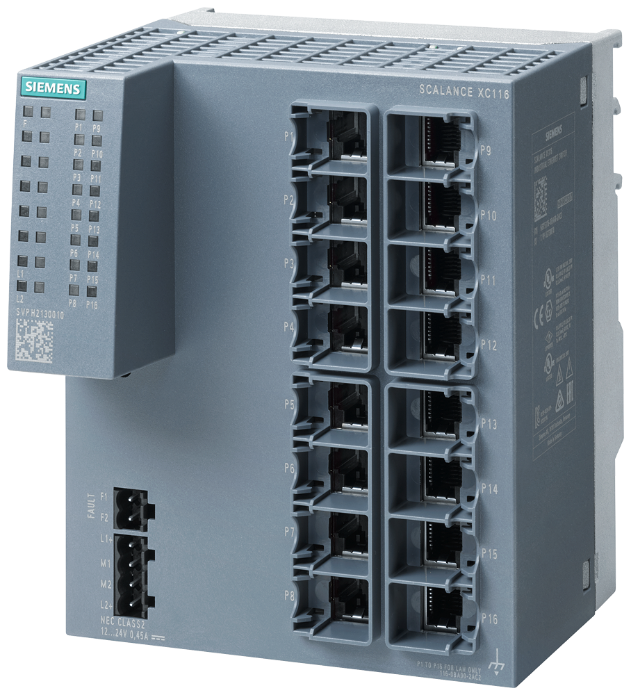 6GK5116-0BA00-2AC2 SCALANCE XC116, Unmanaged IE switch, 16x 10/100 Mbit/s