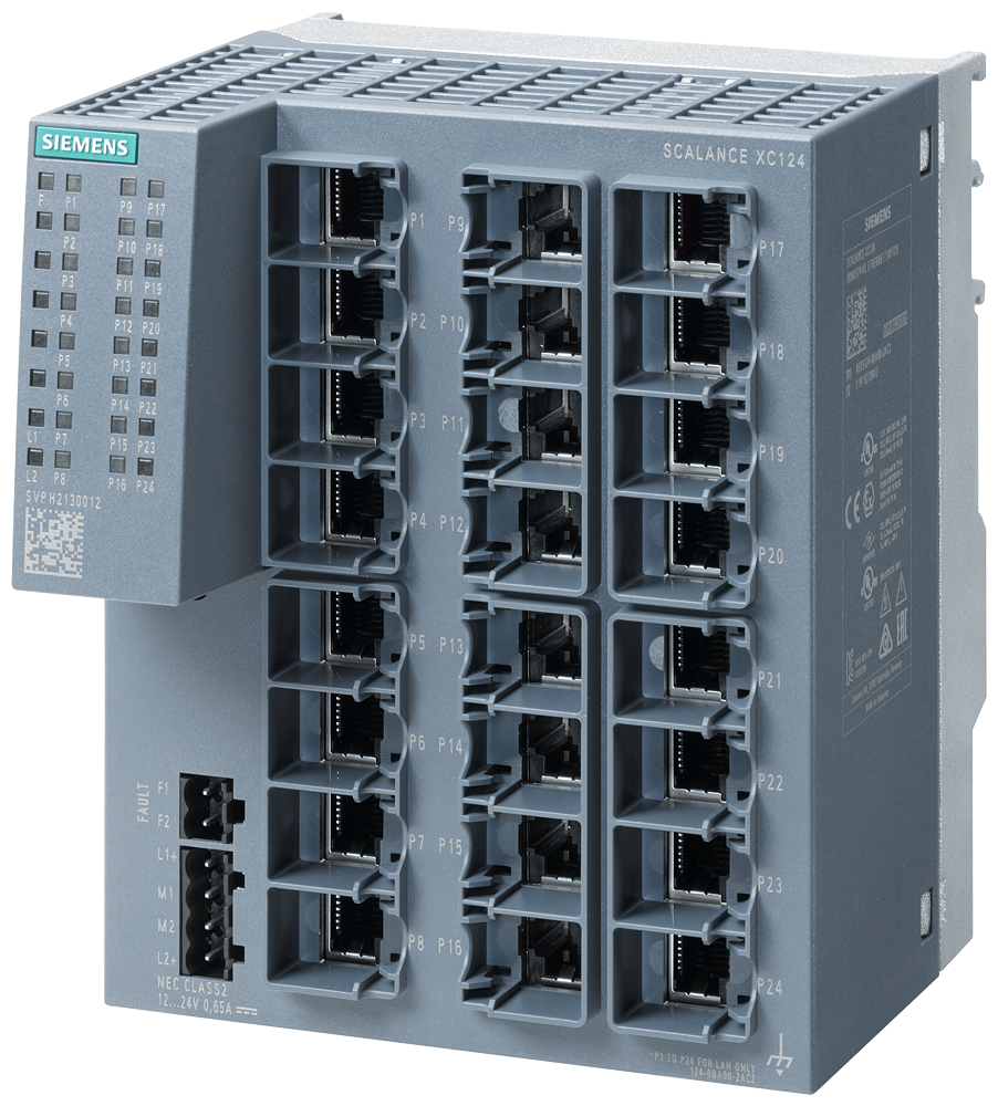 6GK5124-0BA00-2AC2 SCALANCE XC124, Unmanaged IE switch, 24x 10/100 Mbit/s