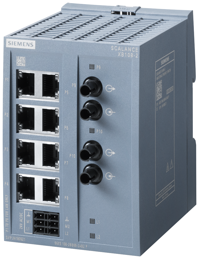 6GK5108-2BB00-2AB2 SCALANCE XB108-2 unmanaged IE switch, 8x 10/100 Mbit/s