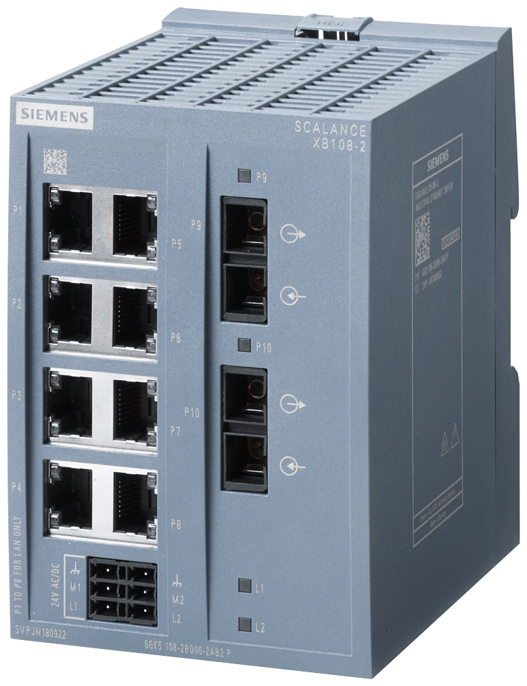 6GK5108-2BD00-2AB2 SCALANCE XB108-2 unmanaged IE switch, 8x 10/100 Mbit/s