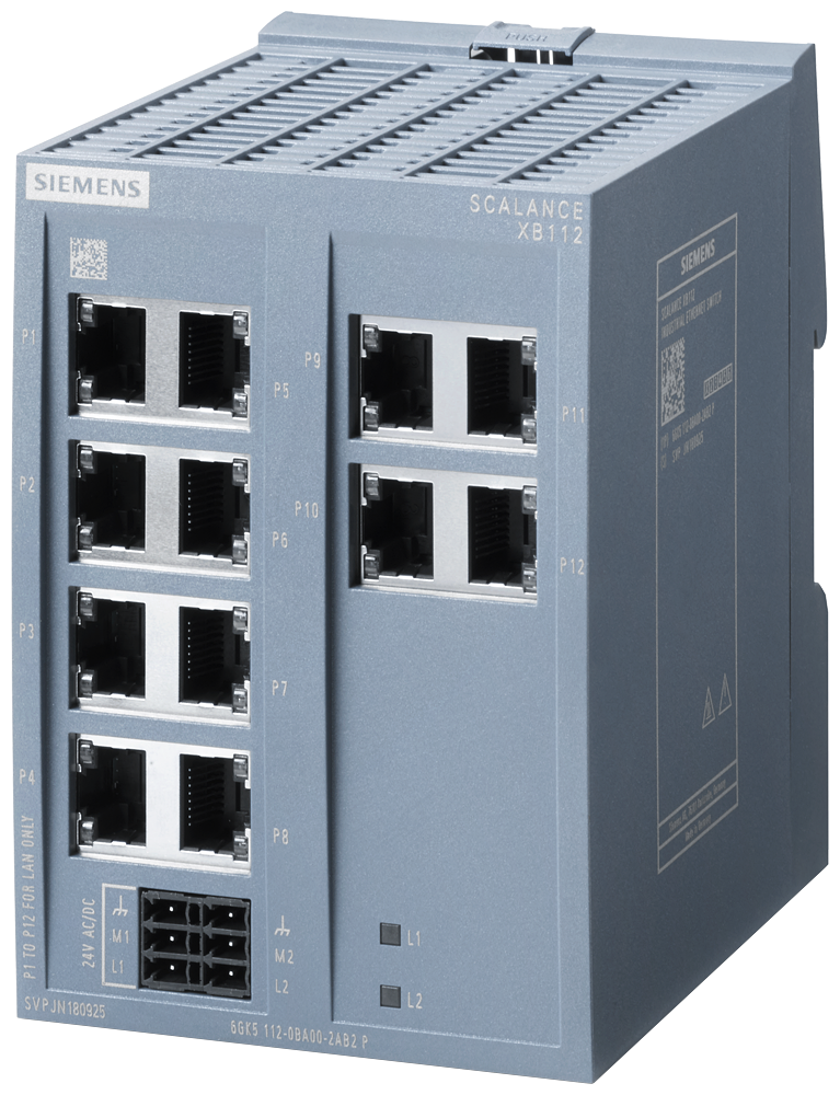 6GK5112-0BA00-2AB2 SCALANCE XB112 unmanaged IE switch, 12x 10/100 Mbit/s