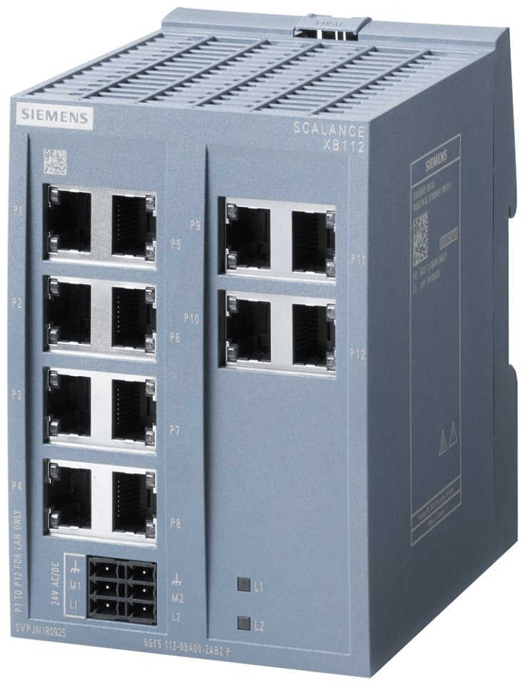 6GK5112-0BA00-2AB2 SCALANCE XB112 unmanaged IE switch, 12x 10/100 Mbit/s