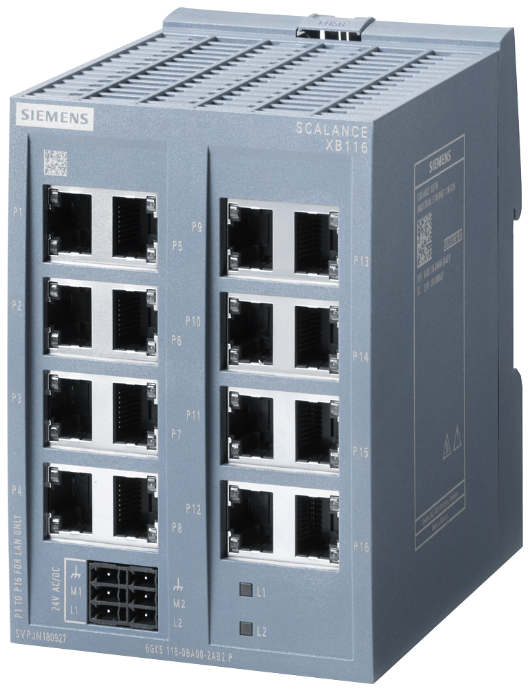 6GK5116-0BA00-2AB2 SCALANCE XB116 unmanaged IE switch, 16x 10/100 Mbit/s