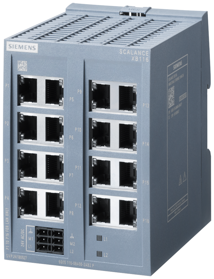 6GK5116-0BA00-2AB2 SCALANCE XB116 unmanaged IE switch, 16x 10/100 Mbit/s