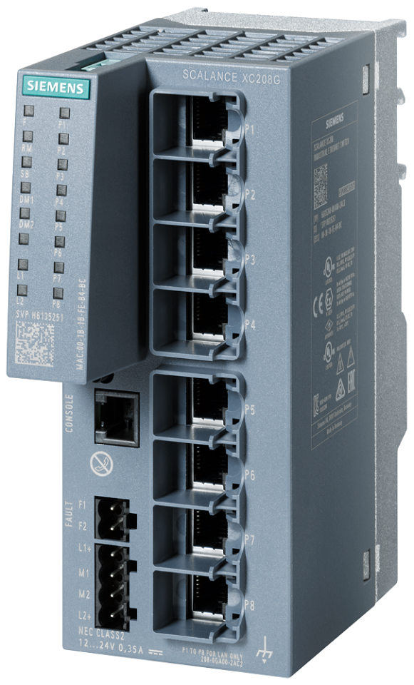 6GK5208-0GA00-2AC2 SCALANCE XC208G manageable Layer 2 IE switch; IEC 62443-4-2