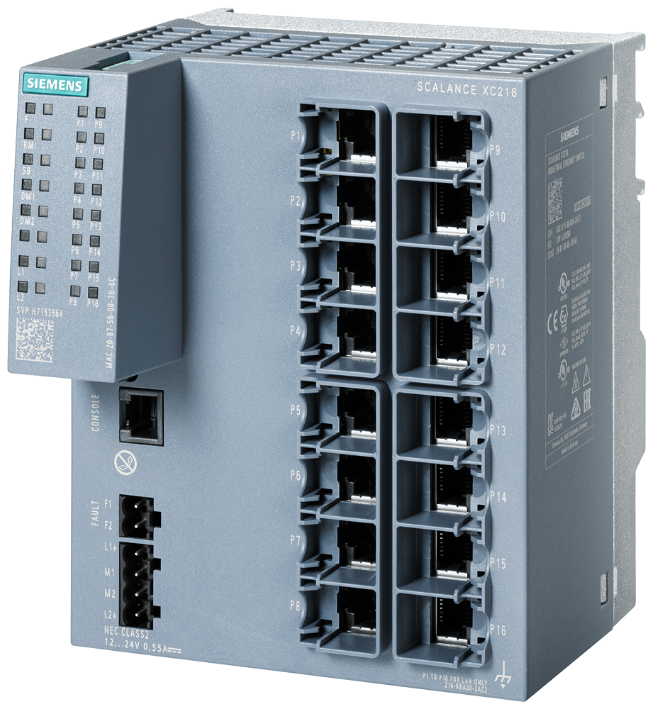 6GK5216-0BA00-2AC2 SCALANCE XC216 manageable Layer 2 IE switch; IEC 62443-4-2