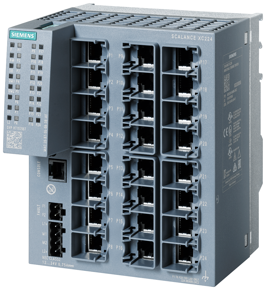 6GK5224-0BA00-2AC2 SCALANCE XC224 manageable Layer 2 IE switch; IEC 62443-4-2