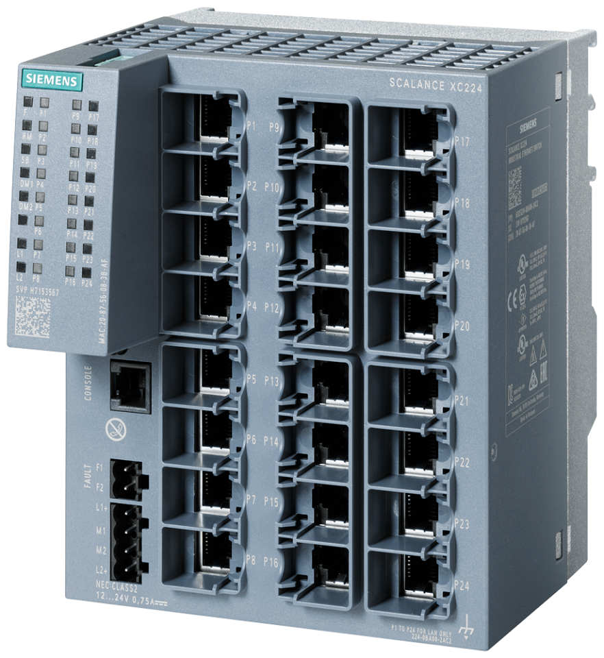 6GK5224-0BA00-2AC2 SCALANCE XC224 manageable Layer 2 IE switch; IEC 62443-4-2