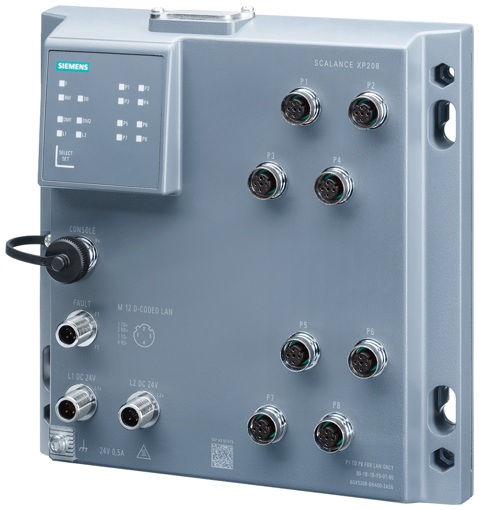 6GK5208-0HA00-2AS6 SCALANCE XP208, managed IE switch, 8x 10/100 Mbit/s