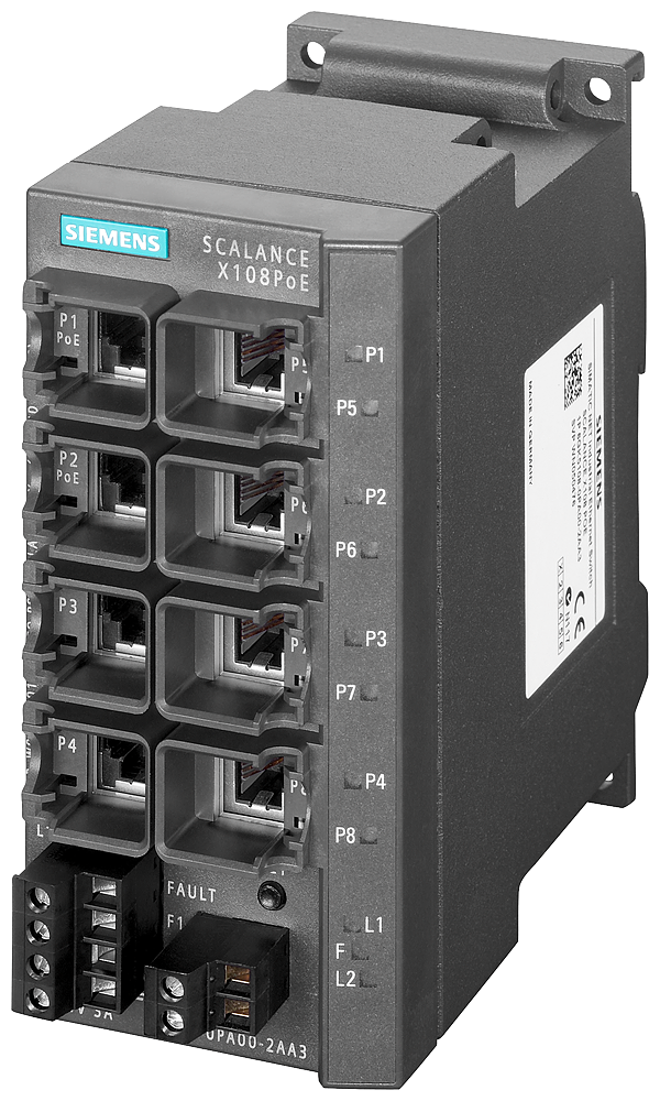 6GK5108-0PA00-2AA3 - - spare part - - SCALANCE X108PoE unmanaged IE switch,
