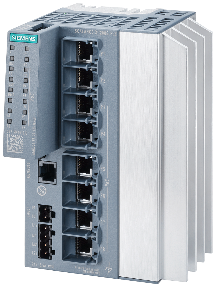 6GK5208-0RA00-2AC2 SCALANCE XC208G PoE Manageable Layer 2 IE PoE Switch;
