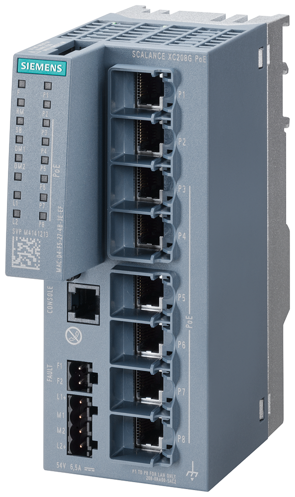 6GK5208-0RA00-5AC2 SCALANCE XC208G PoE Manageable Layer 2 IE PoE Switch;
